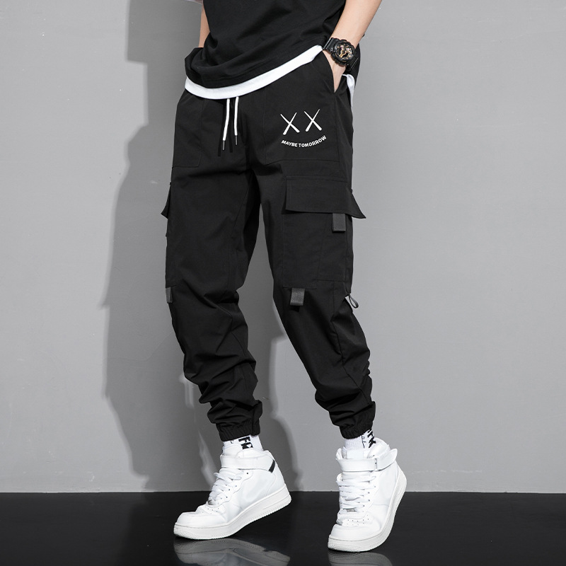 Nuevo hombre primavera y otoño deportivo ocio suelto multi-bolsillos ropa de moda americana ropa de ocio pantalones largos