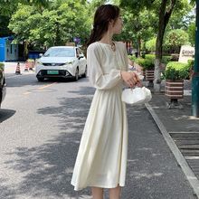 2024春夏季新款加绒长袖长裙内搭连衣裙女打底小个子裙子女次