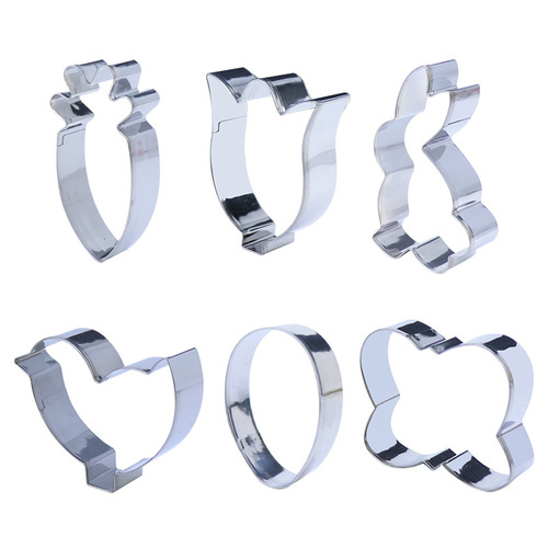 Cross-border hot-selling Easter cookie mold, stainless steel cookie cutter, rabbit egg-shaped 6-piece baking cake mold