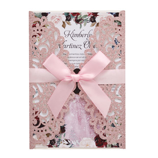 Glitter powder holiday party invitation wedding blessing greeting card hollow beautiful wedding invitation in stock wholesale