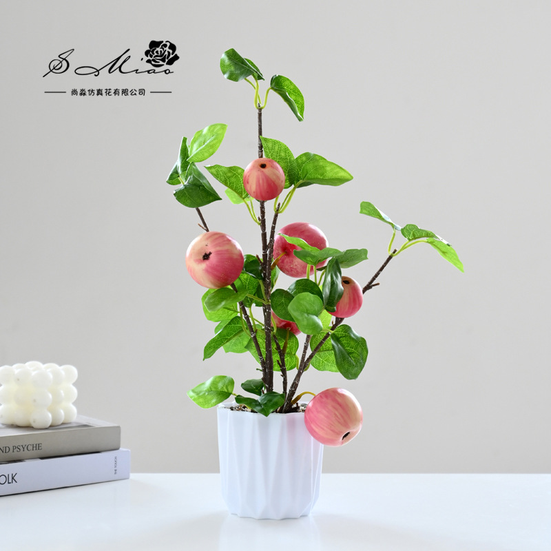 Flor artificial estilo rural fruta artificial bonsai decoración interior fábrica fuente directa flor artificial entrega de una pieza cuenca artificial image 3