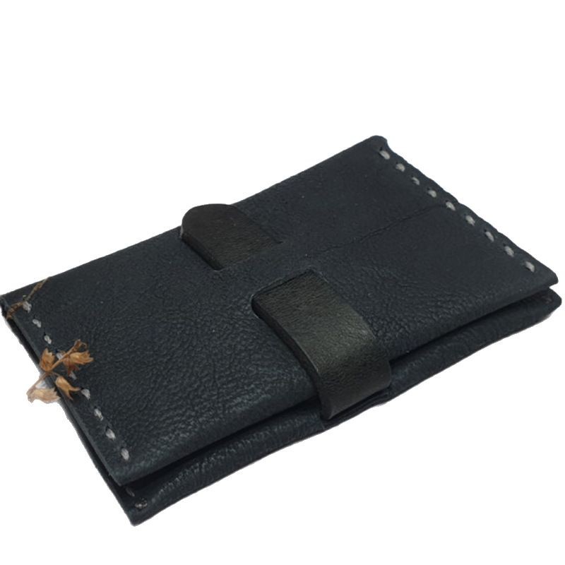Coreano de color contrastante tarjeta de cuero simple personalizada cartera tarjeta de visita retro moda bolsa de tarjetas bolsa de cambio