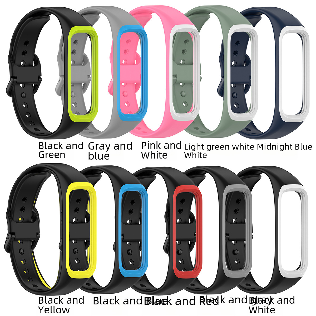 適用於三星Galaxy Fit2硅膠錶帶 R220雙色框腕帶fit2替換錶帶腕帶
