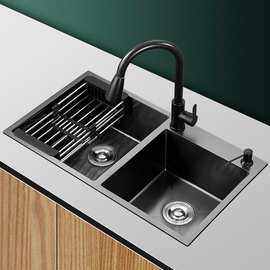 纳米水槽304不锈钢洗菜盆双槽厨房黑色家用大号洗碗池台下其他