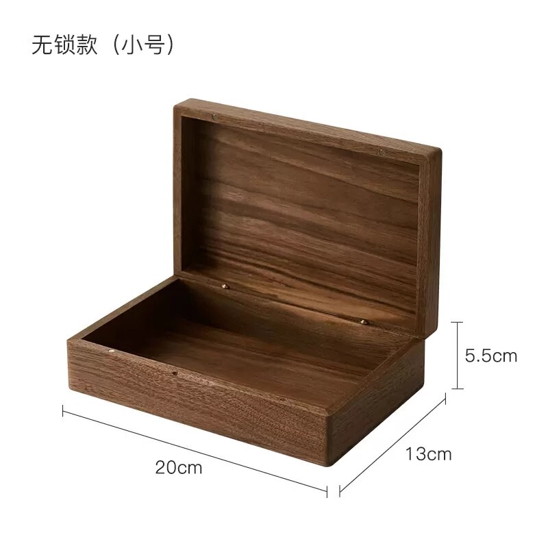 デスクトップ収納ボックス 小物収納 長方形収納ボックス 蓋と鍵付き 木製書類収納ボックス|undefined