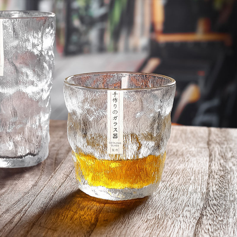 Colección hecha a mano estilo japonés martillado vino extranjero vidrio whisky vino vidrio hogar glaciar cerveza vidrio congelado taza de vidrio