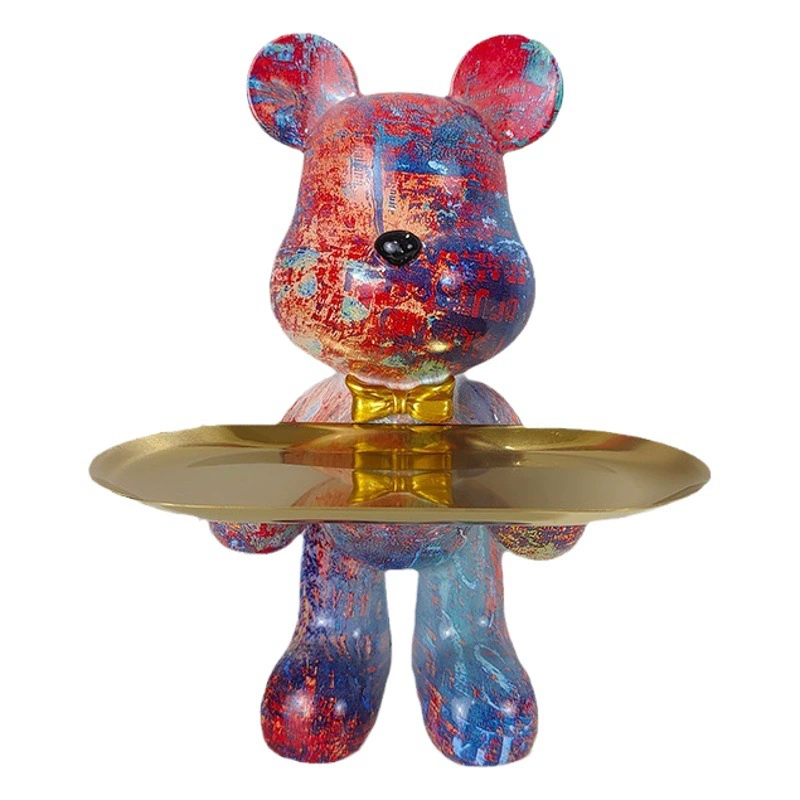 Оптовая продажа: модный декоративный поднос в виде мультяшного медведя класса люкс для прихожей, гостиной, многофункциональное хранилище для ключей