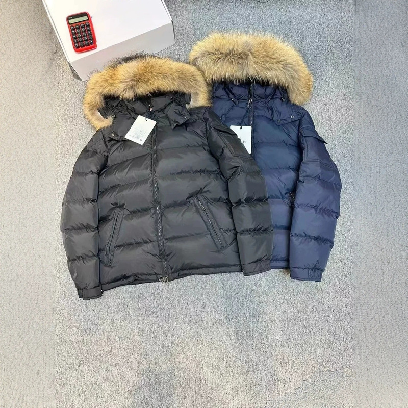 Foreign Trade Maya Puffy Down Jacket, Moncler Maya Fur Collar Hooded Down Jacket, White Duck Down Coat Foreign Trade Maya Puffy Down Jacket, Moncler Maya Fur Collar Hooded Down Jacket, White Duck Down Coat