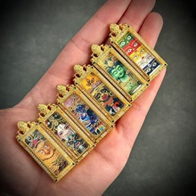 藏式文玩小唐卡扎基拉姆绿度母吊坠西藏半手绘黄铜嘎乌盒厂家直销