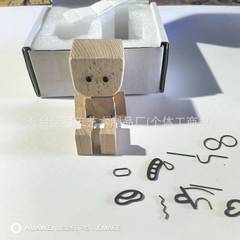 新品Shaking Wooden Man Figurine摇腿晃的木制人像摇晃汽车装饰