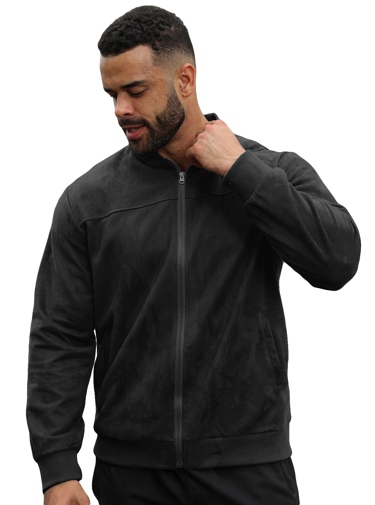 Chaqueta de Gamuza con Cierre para Hombre de Gamuza Sintética para Ocasiones Casuales image 7