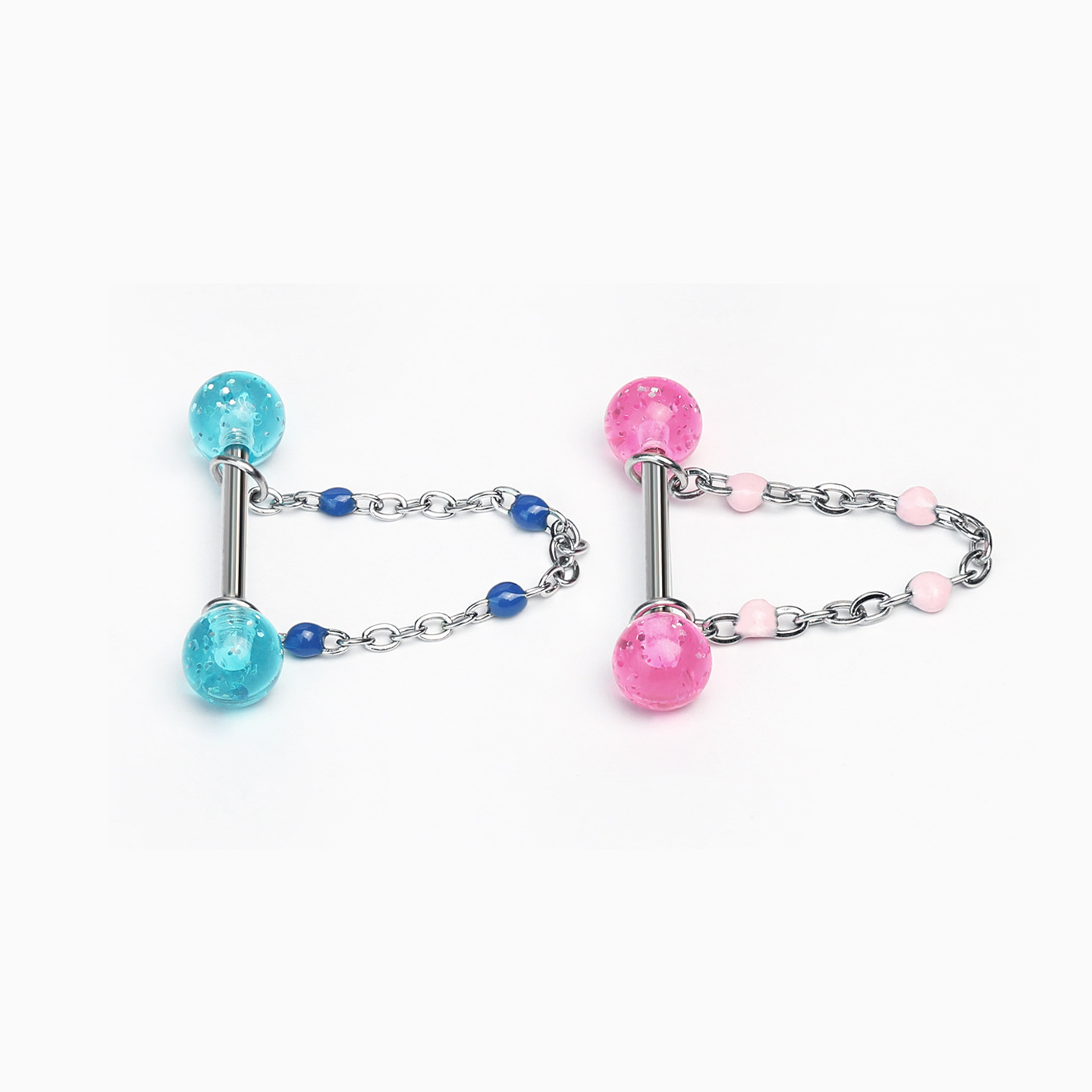 Silver pointed spike labret stud material detail