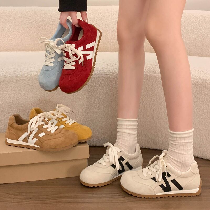 Thick-Soled Height-Increasing German Training Shoes for Women, 2026 New Spring/Summer Versatile Casual Comfortable Sneakers, Fashionable Lace-Up White Shoes Thick-Soled Height-Increasing German Training Shoes for Women, 2026 New Spring/Summer Versatile Casual Comfortable Sneakers, Fashionable Lace-Up White Shoes