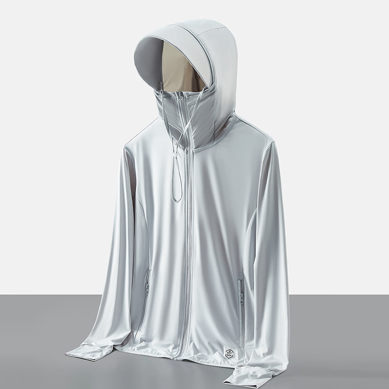 Ropa de piel de seda de hielo banana bottom mismo estilo verano con ropa de ala para hombres y mujeres ropa de protección solar de protección UV transpirable ligera