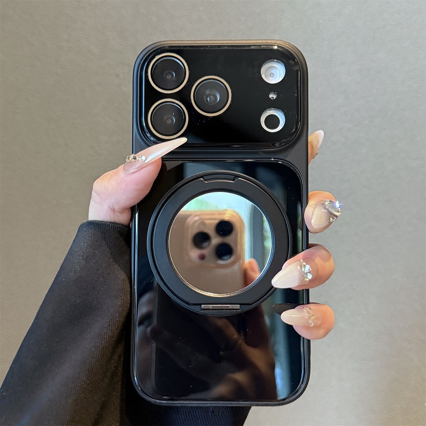 Funda Magnética de Vidrio para iPhone 17 Pro Max con Soporte Giratorio de Espejo, Antigolpes