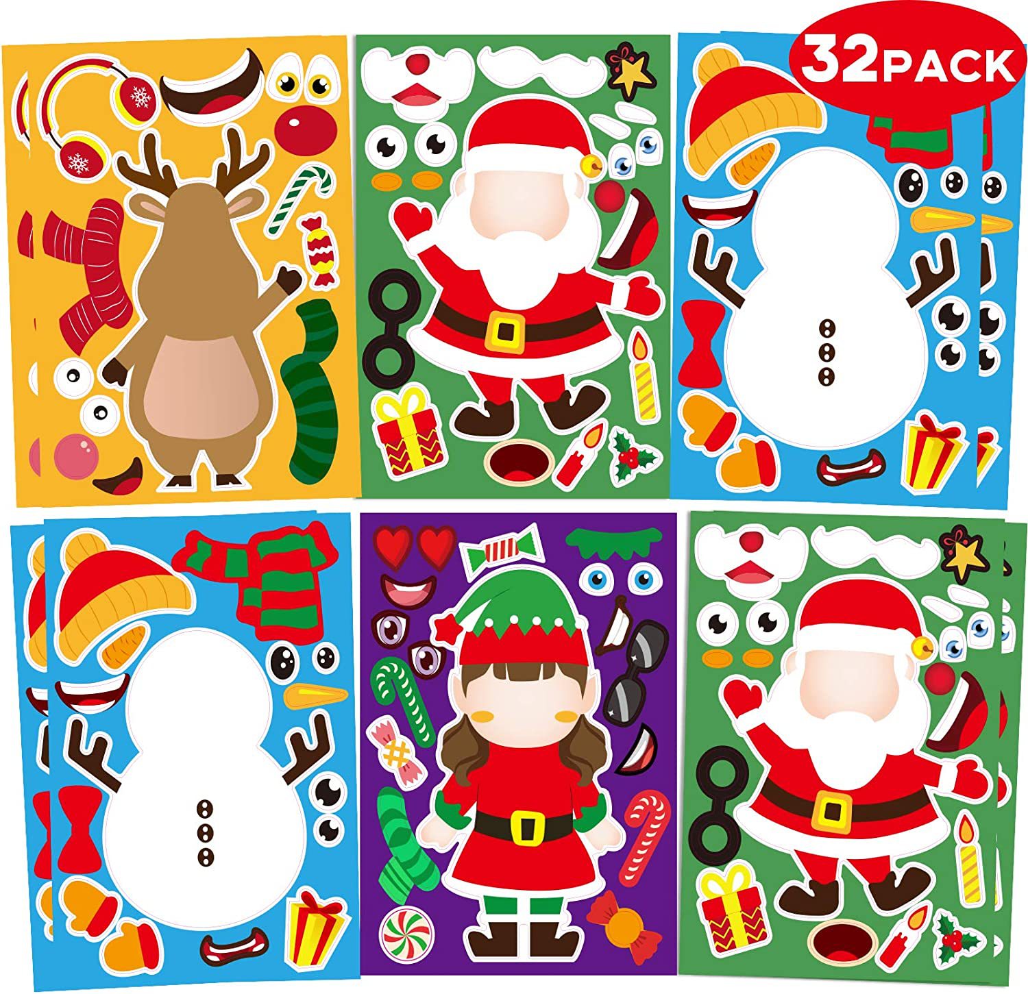 Christmas Face Stickers Kids Classroom R...