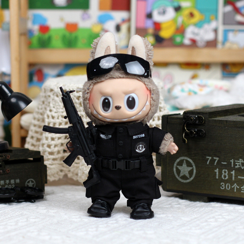 Clothes Only] First/Third Generation Labubu Doll Clothes Vinyl Doll Clothes Swat Police Heartbeat Macaron