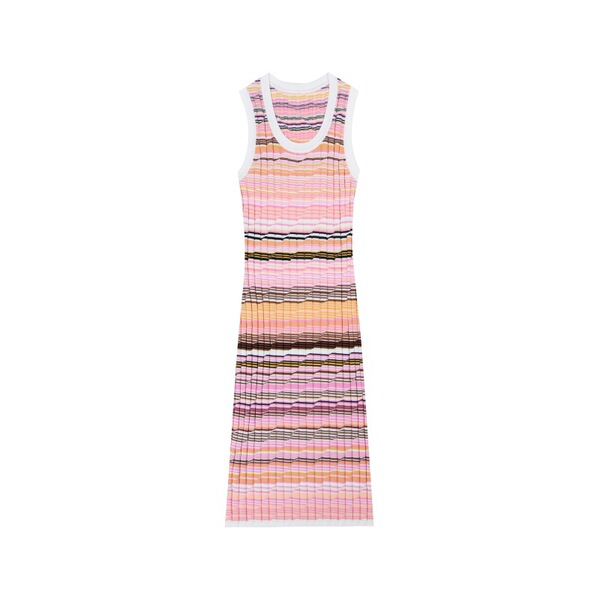 Summer elegant knitted dress with a round collar sleevless
