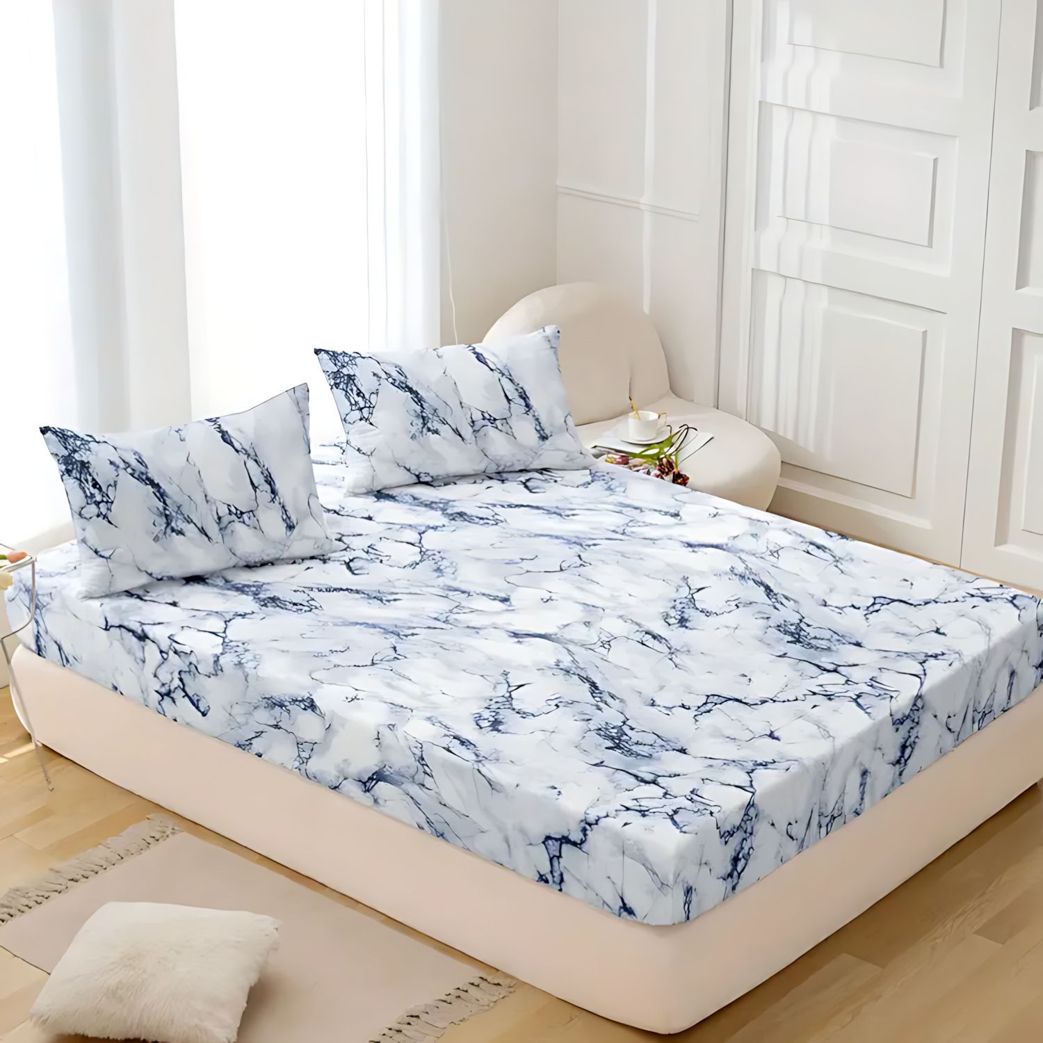 TEMU / JIT patrón de mármol 3D impresión digital transpirable cama Kasa Kit fuente fabricante puede hacer