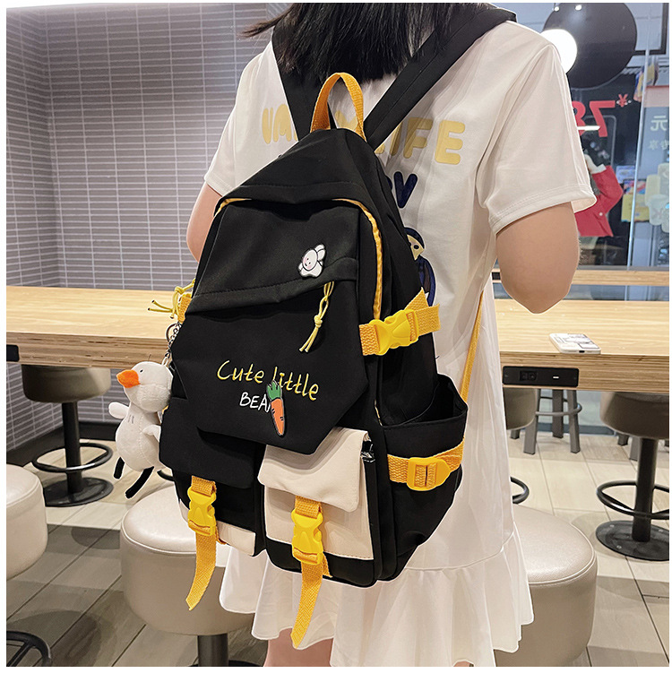 Fashion Cartoon Contrast Color Double Pocket Students Backpack Wholesale Nihaojewelry display picture 8