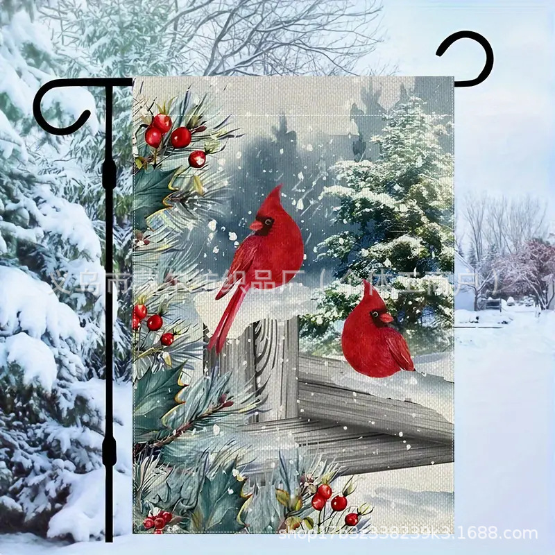 新商品冬花園旗temuアマゾン人気クリスマス花園旗両面亜麻雪だるま旗|undefined