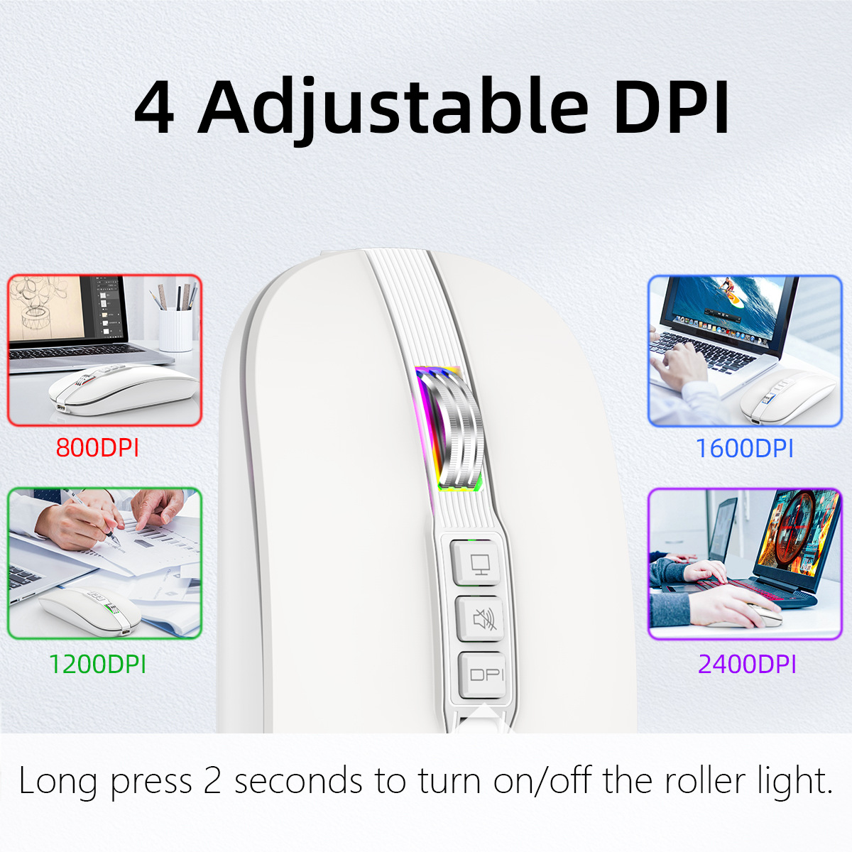 New wireless 10M Bluetooth dual-mode 2.4G/BT5.1 silent mouse Mouse 2400DPI 6D gaming office_voghion.com