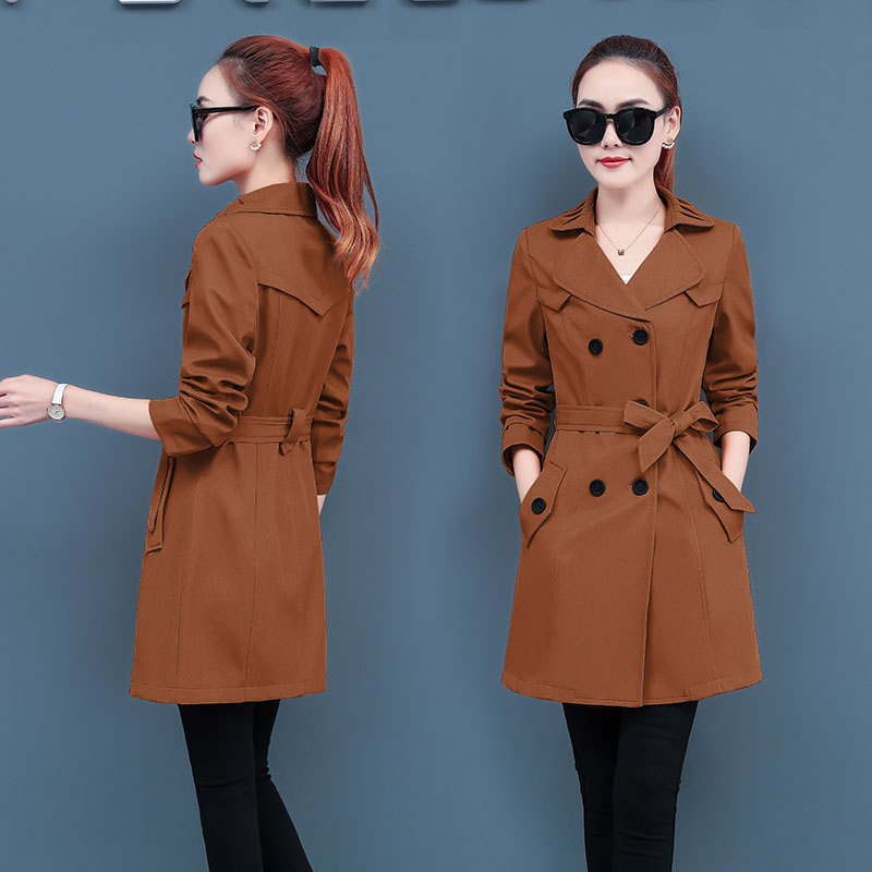 Mid-Length Lapel Windbreaker Jacket for Women in Spring & Fall with Lining for Middle-Aged Mothers, Fashionable and Age-Reducing Cardigan Top