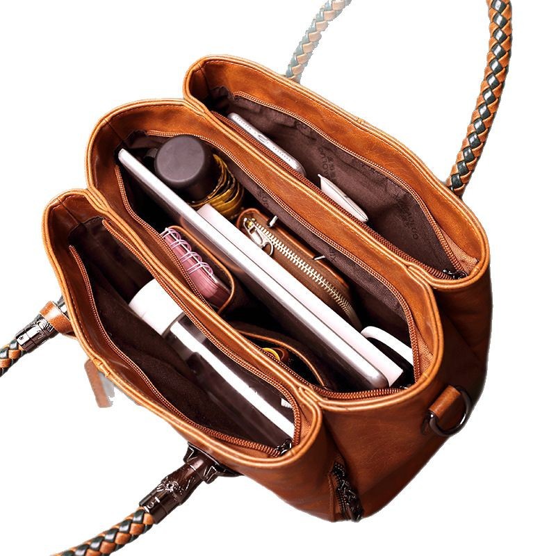 Bolso de Mano Tejido de Gran Capacidad con Bloques de Color de Estilo Retro Europeo y Americano de Moda Nueva de Xidi Paul 2024