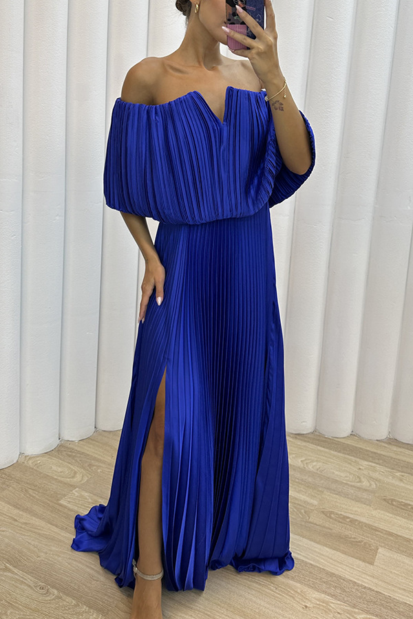 Party Dress Sexy V Neck Pleated Sleeveless Solid Color Maxi Long Dress Banquet Party Bar display picture 11