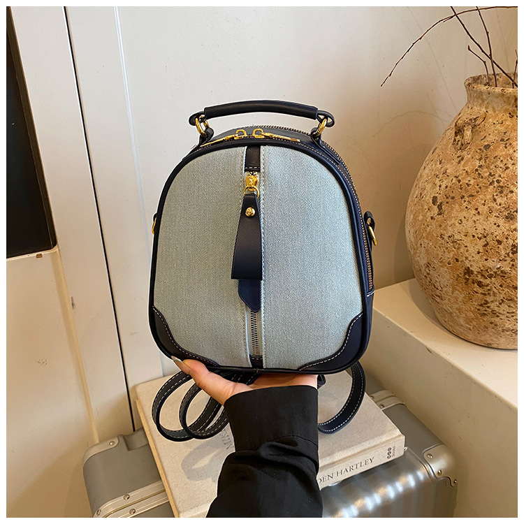 Bolsa de tendencia transfronteriza para mujeres 2026 nuevo nicho jeans empalmado mochila de hombro multifuncional image 9