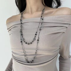 レトロな古いy 2kビーズの長いネックレスは小さい大衆の鎖のギャルをかぶってネックレスを飾って女性の夏を飾ります。