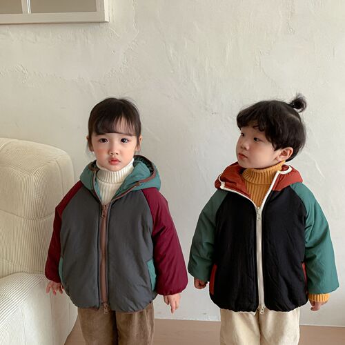 Children's cotton-padded coat reversible thickened quilted boys' clothing winter girls' cotton-padded clothing  new baby cotton-padded jacket