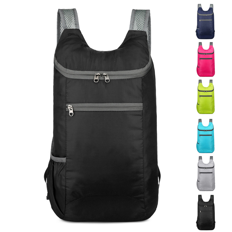 Cross-border new double shoulder bag, lightweight waterproof foldable bag, colorful student backpack, outdoor large capacity sports backpack