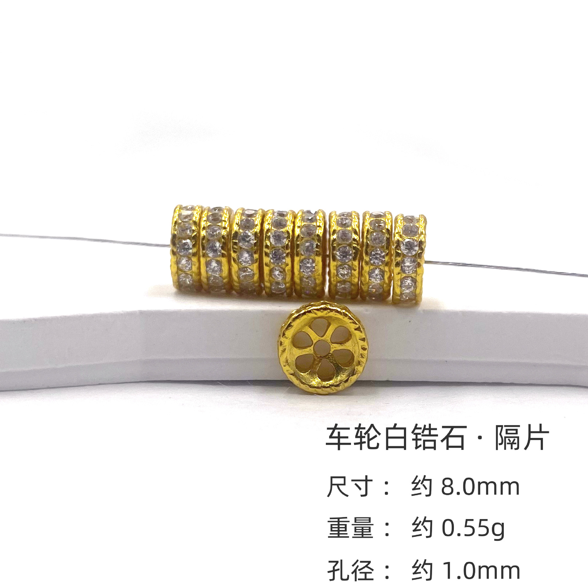 S925 Silver Inlaid Zircon Plated 24K Gold Accessories Wheel Spacer Bead Diy Handmade Beaded Bracelet Necklace Accessories