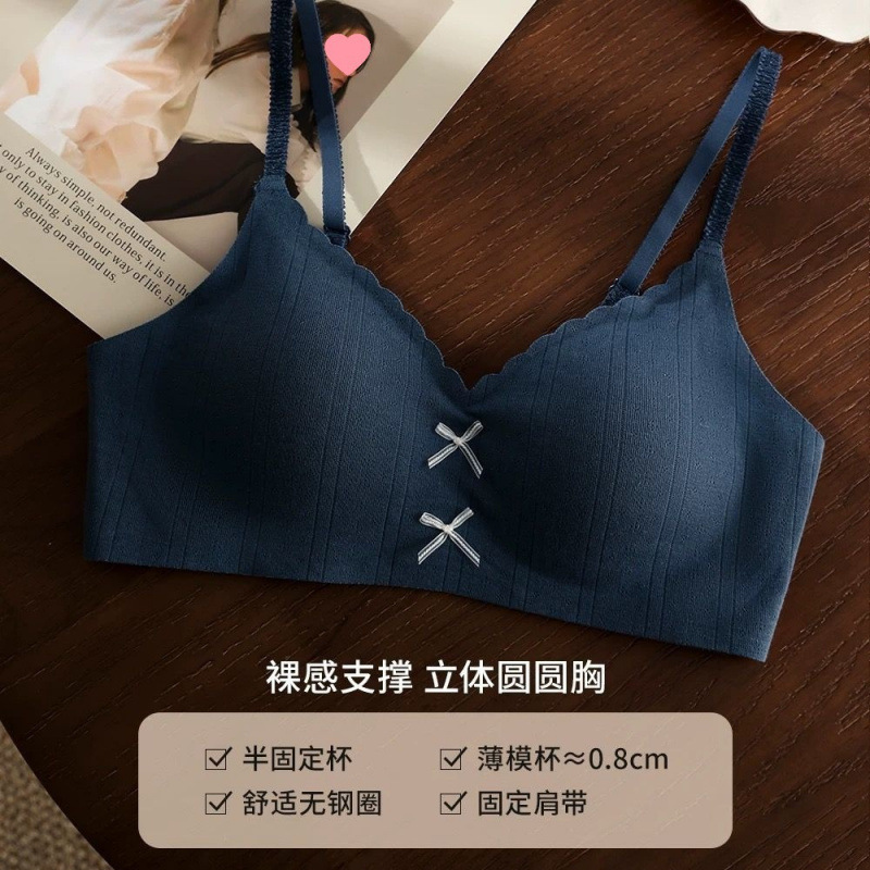 新款夏季内衣女小胸聚拢无钢圈胸罩防下垂收副乳女生舒适薄款文胸|undefined