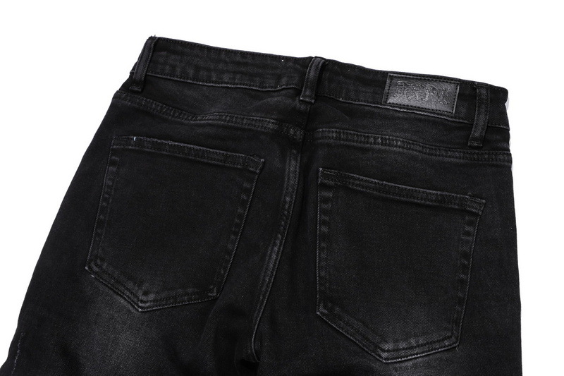 Men's Skinny Stretch Jeans With Leather Patch Motorcycle Style_voghion.com