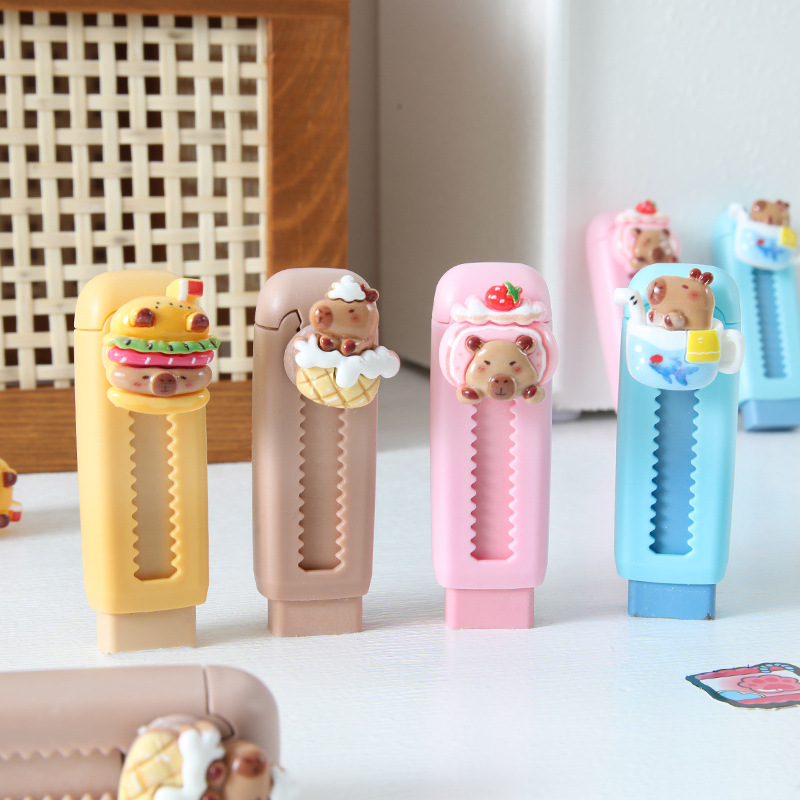 CyiMu902 nuevo producto divertido Dolphin empuje y tira borradora parche estereoscópico borradora borradora palabra limpia no sucia papelería