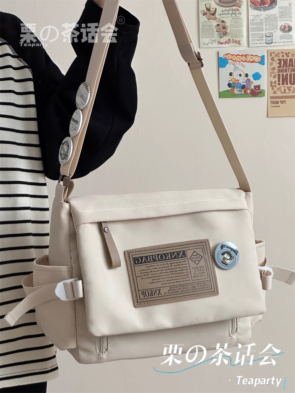 Large-capacity crossbody bag for both men and women, ins workwear, versatile single-shoulder bag, messenger bag, and small backpack for college students' classes undefined
