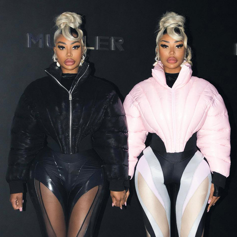 Y23TP407欧美跨境女装2025冬外贸纯色短款保暖开衫面包服棉服批发