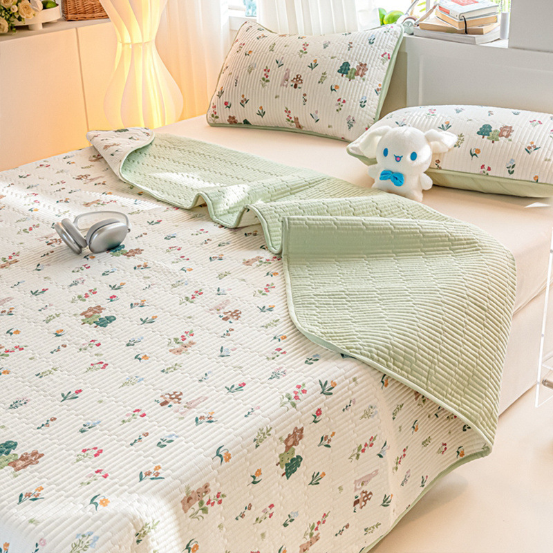 Tapa de cama de algodón de verano de una sola pieza 2025 nuevo traje de tres piezas de sábanas acolchadas de tatami de algodón universal de cuatro estaciones