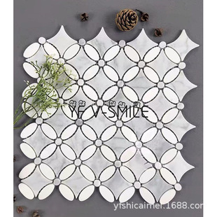 White Marble Mosaic flower kitchen backsplash bathroom wall