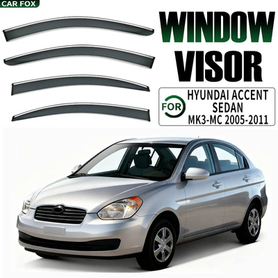 Suitable for modern Accent Sunny Rain Blocker Rain Eyebrow accentverna Brio Window visor (Rain shield) - standard-packing-without-logo-accent-three-compartment-mk3-mc-2005-2011-pc-silver-bright-window-rain-shield