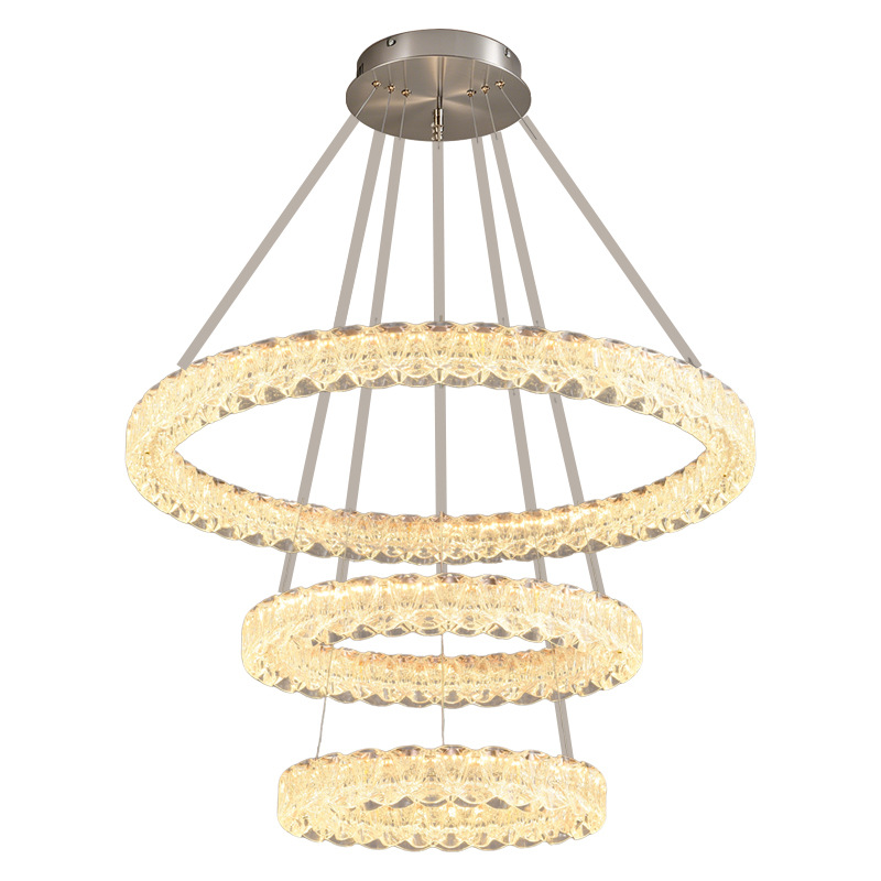 Italiano ligero lujo viento sala de estar lámpara de la atmósfera moderna simple restaurante nuevo cristal circular sala de estar lámpara de la línea 357L