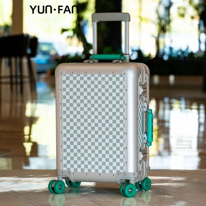 Checkerboard Pattern All-Aluminum Magnesium Alloy Suitcase 20inch Carry-On Suitcase Travel 26 Large Capacity Luggage Metal Hard Case Checkerboard Pattern All-Aluminum Magnesium Alloy Suitcase 20inch Carry-On Suitcase Travel 26 Large Capacity Luggage Metal Hard Case