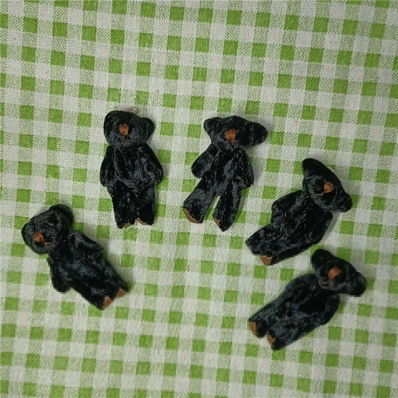 6cm 블랙 골드 벨벳 곰