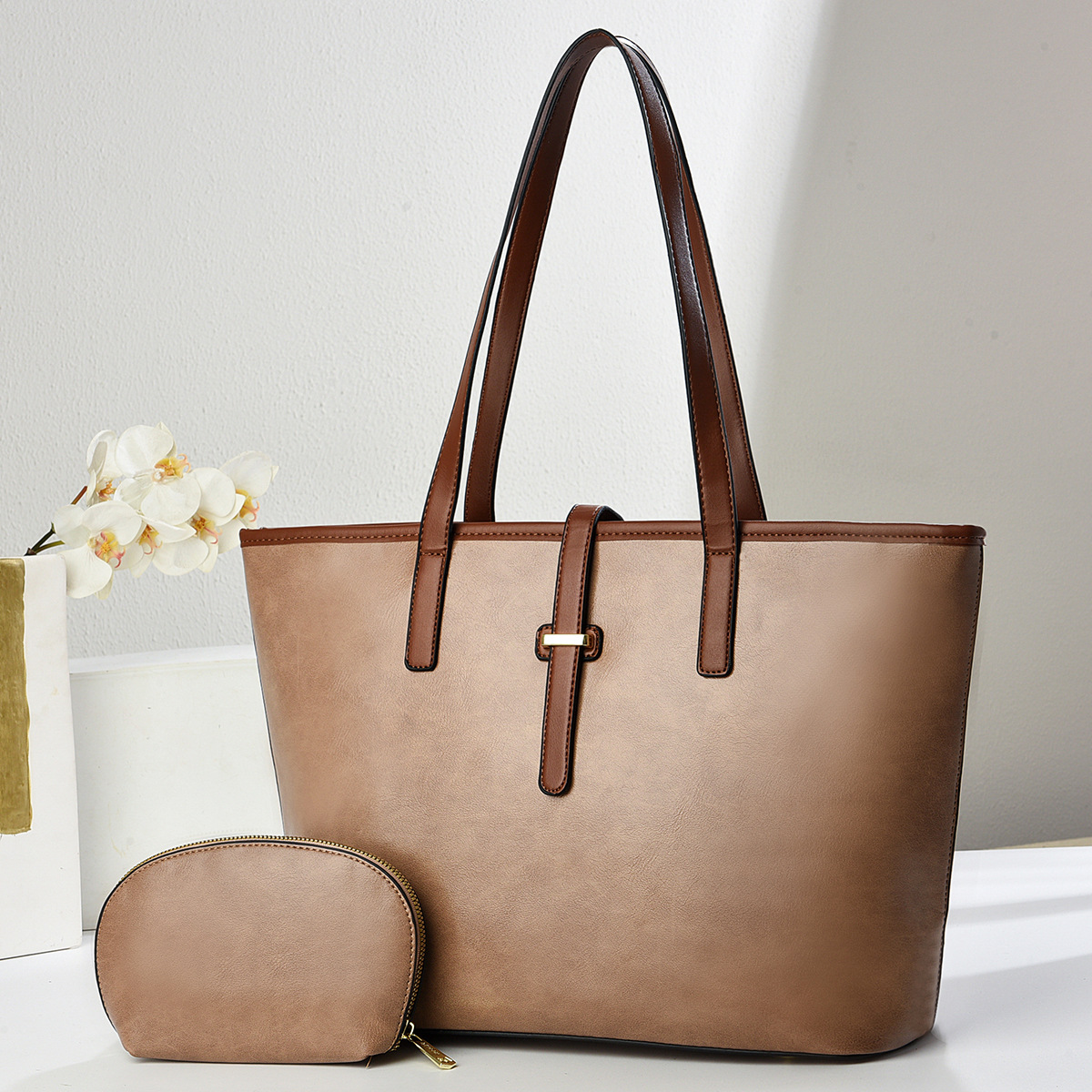 Bolso Tote bag Taizhou bolso femenino nuevo comercio exterior transfronterizo al por mayor color sólido bolso madre textura totebags