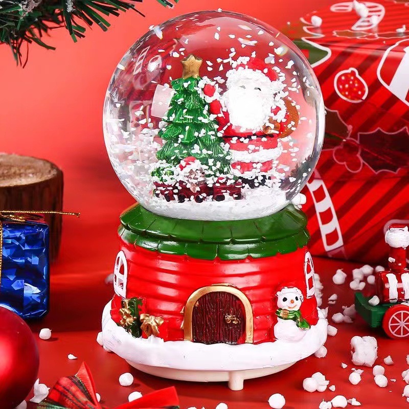  resin Santa Claus crystal ball ornaments holiday decoration snowflake music box resin technology to map custom