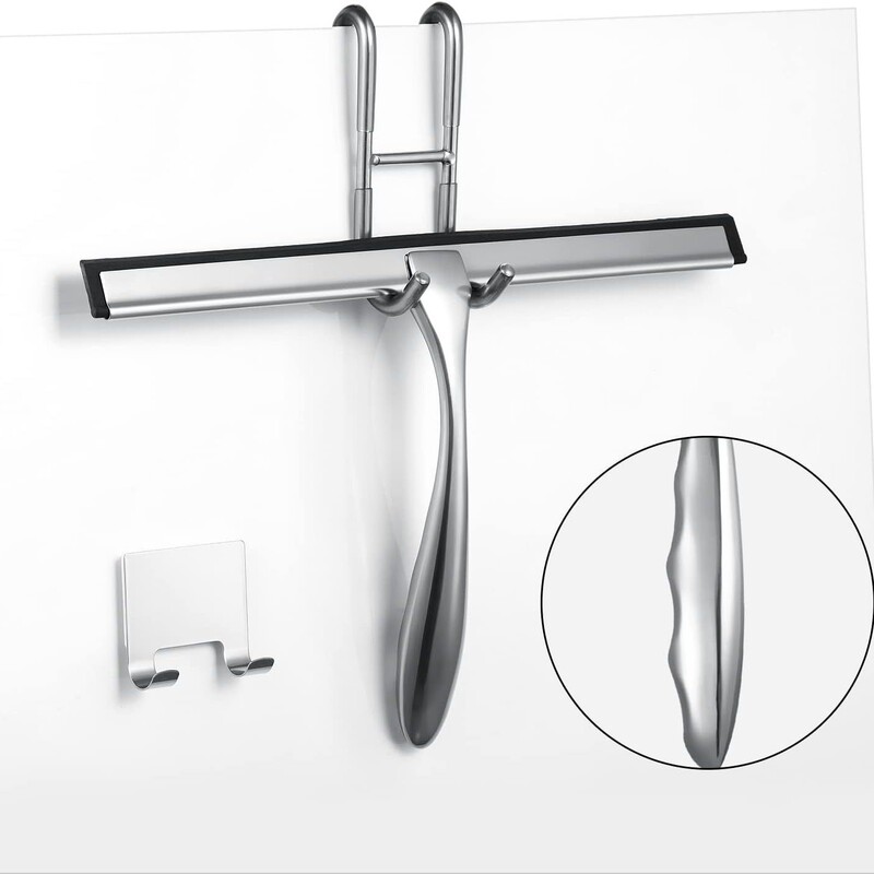 Stainless Steel Glass Wiper Window Wiper Glass Cleaning Tool Glass Brush Bathroom Tile with Hook Glass Scraper