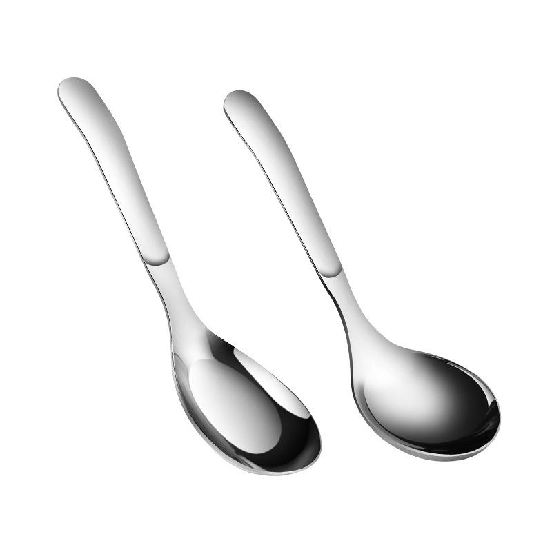 316 Stainless Steel Dinner Spoon Children's Round Head Soup Spoon Household Thickened and Deepened Soup Spoon Big Head Spoon