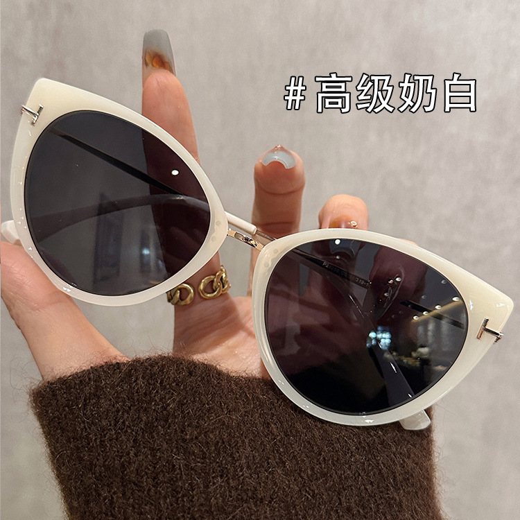 新款韩版猫眼型时尚墨镜女防晒防紫外线偏光太阳眼镜框架男潮高级|undefined